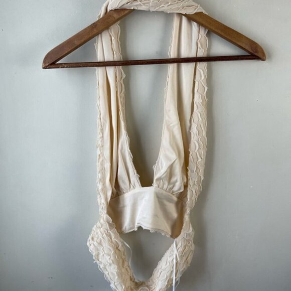 Princess Poly CHAYSE TOP BEIGE Halter cropped stretch deep V Size 12 NEW NWT - Picture 7 of 13